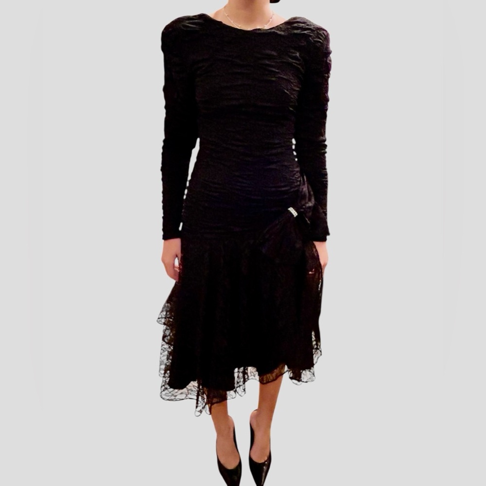 Frederick’s of Hollywood Black Lace 90s Y2K Dress Small Goth Style